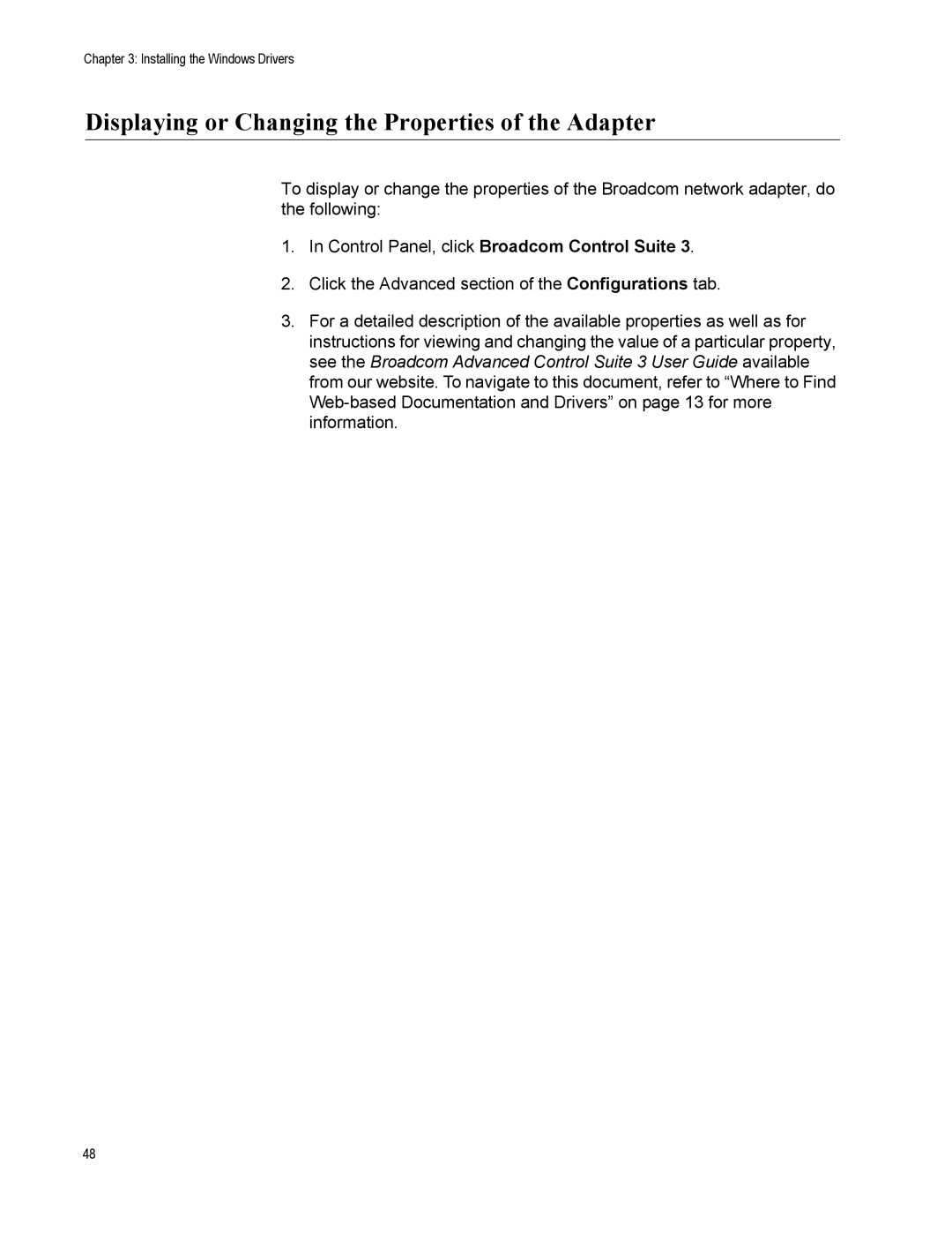 Allied Telesis AT-2872SX manual Displaying or Changing the Properties of the Adapter 