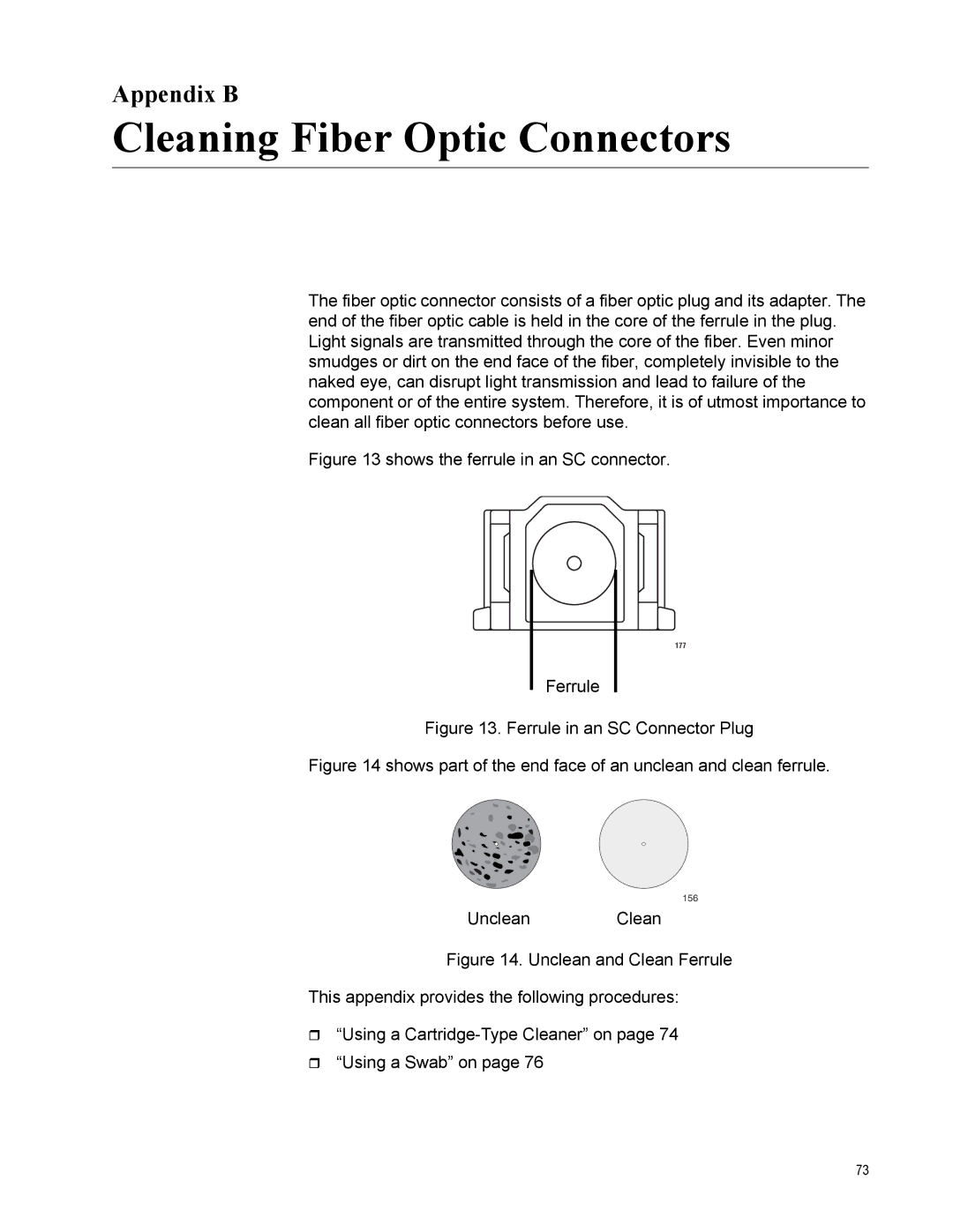 Allied Telesis AT-2872SX manual Cleaning Fiber Optic Connectors, Appendix B 