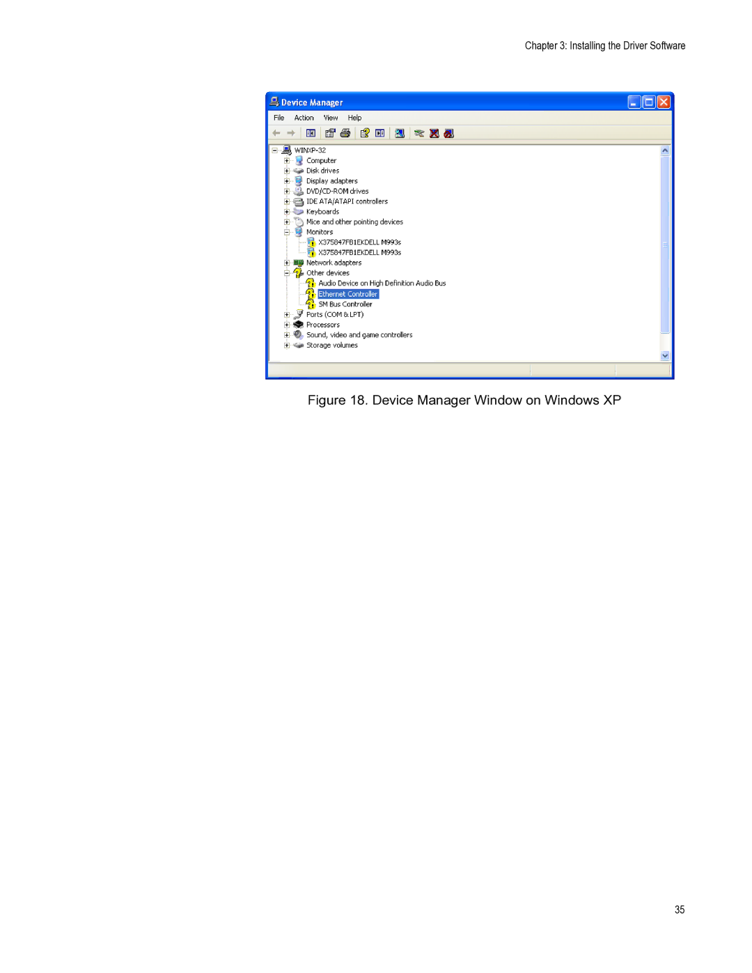 Allied Telesis AT-2874SX/SC manual Device Manager Window on Windows XP 