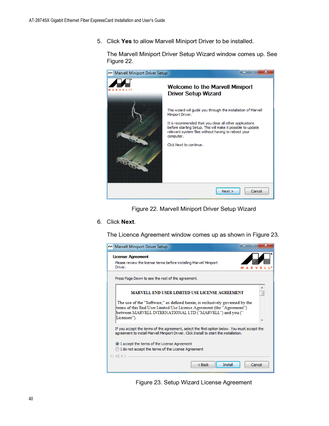 Allied Telesis AT-2874SX/SC manual Setup Wizard License Agreement 