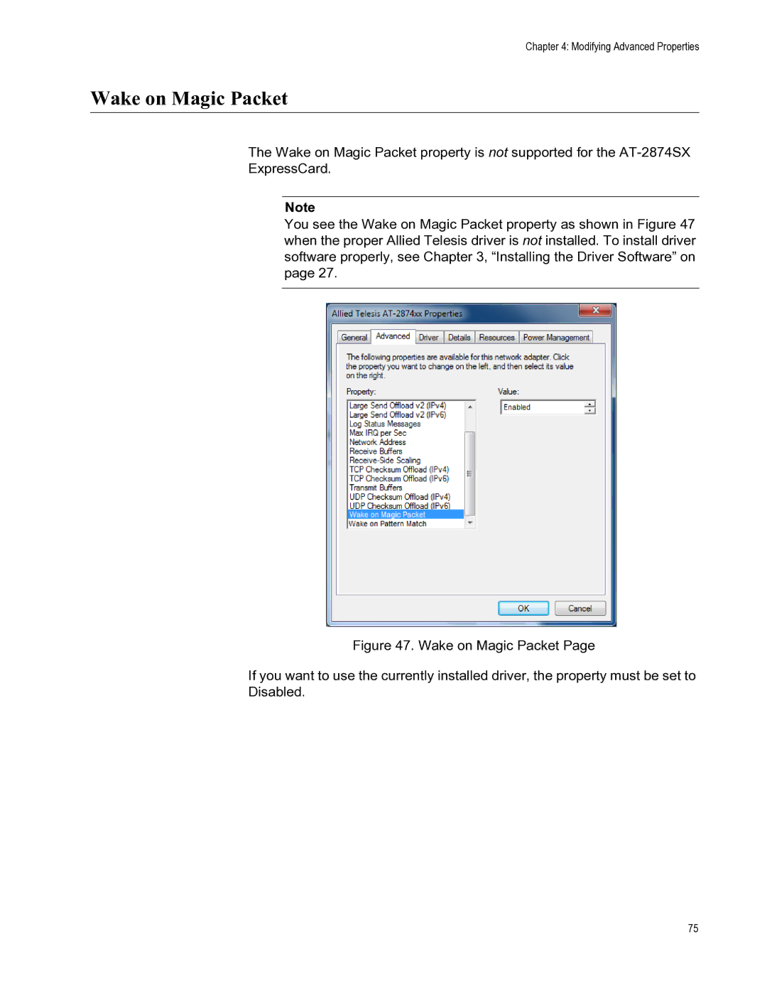 Allied Telesis AT-2874SX/SC manual Wake on Magic Packet 