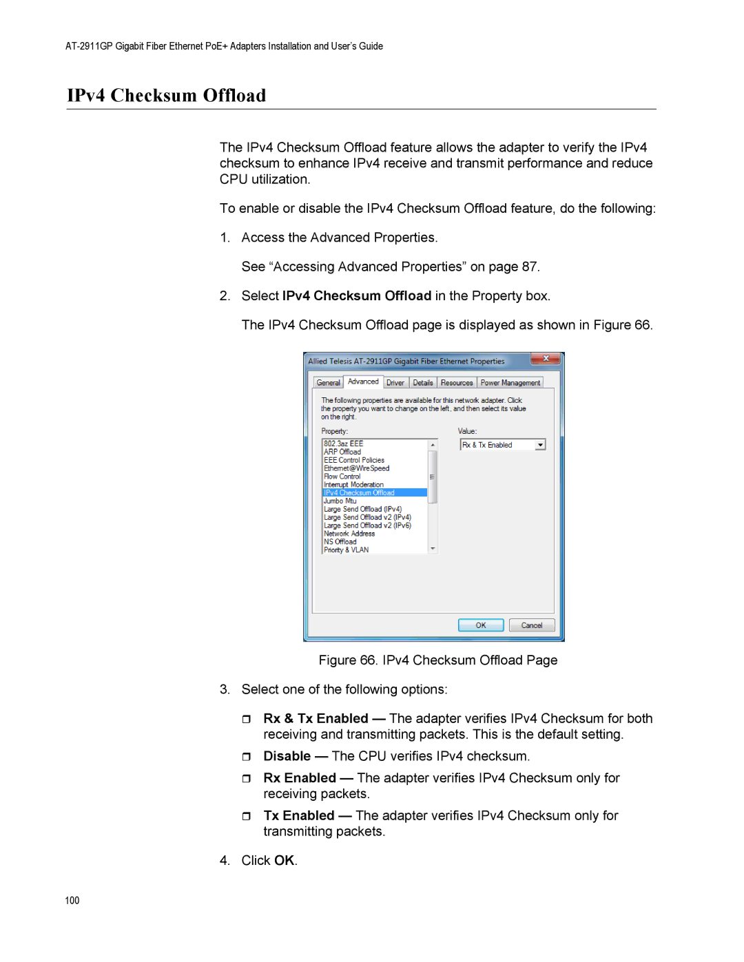 Allied Telesis AT-2911GP/LXLC, AT-2911GP/SXSC, AT-2911GP/SXLC, AT-2911GP/LXSC manual IPv4 Checksum Offload 