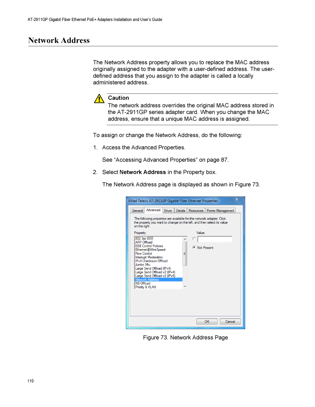 Allied Telesis AT-2911GP/SXLC, AT-2911GP/LXLC, AT-2911GP/SXSC, AT-2911GP/LXSC manual Network Address 