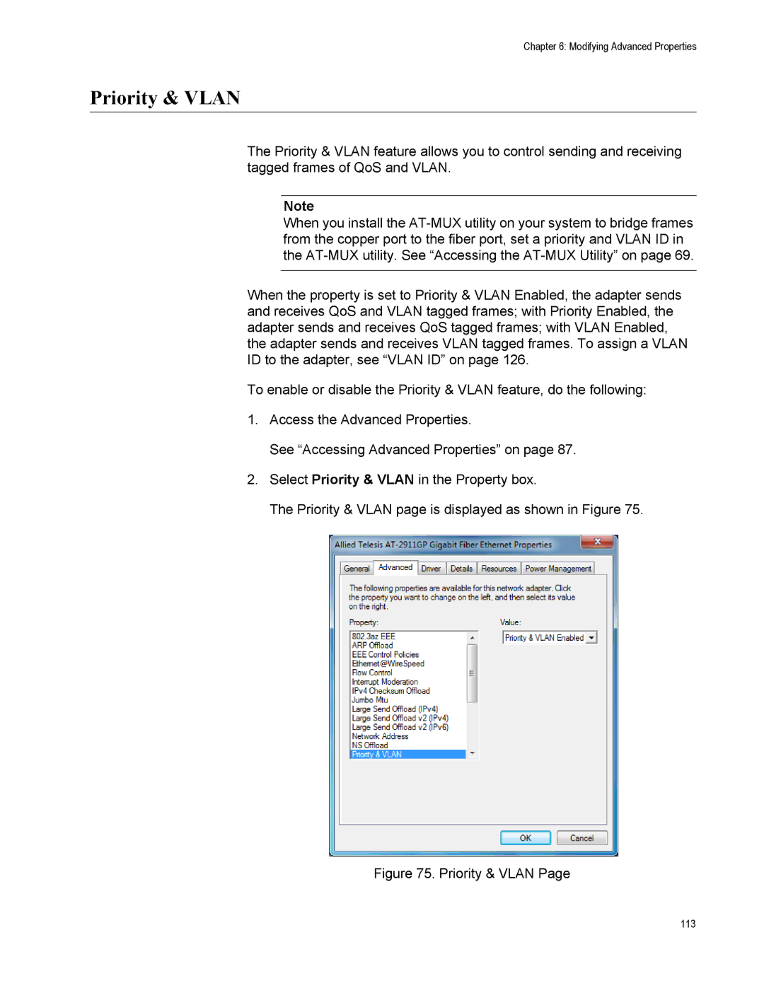 Allied Telesis AT-2911GP/SXSC, AT-2911GP/LXLC, AT-2911GP/SXLC, AT-2911GP/LXSC manual Priority & Vlan 