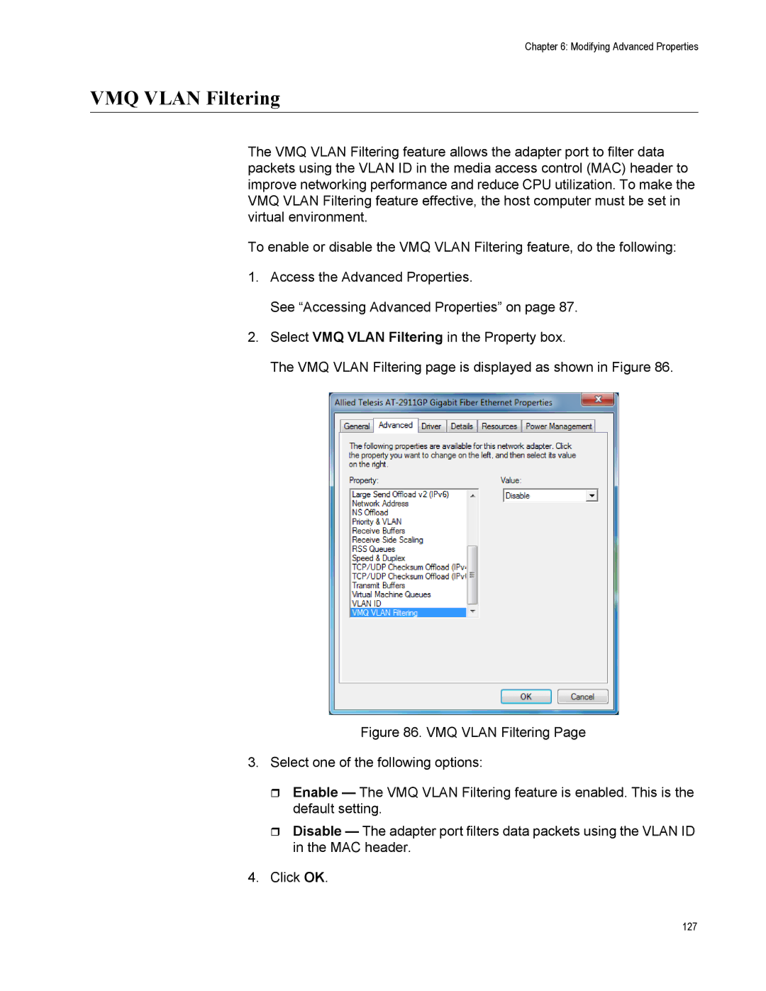 Allied Telesis AT-2911GP/LXSC, AT-2911GP/LXLC, AT-2911GP/SXSC, AT-2911GP/SXLC manual VMQ Vlan Filtering 