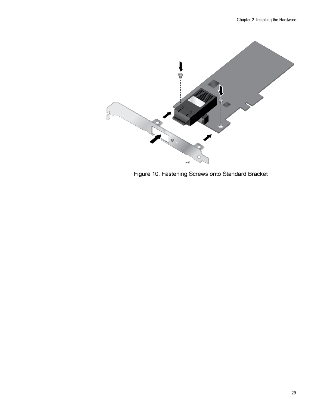 Allied Telesis AT-2911GP/SXSC, AT-2911GP/LXLC, AT-2911GP/SXLC, AT-2911GP/LXSC manual Fastening Screws onto Standard Bracket 