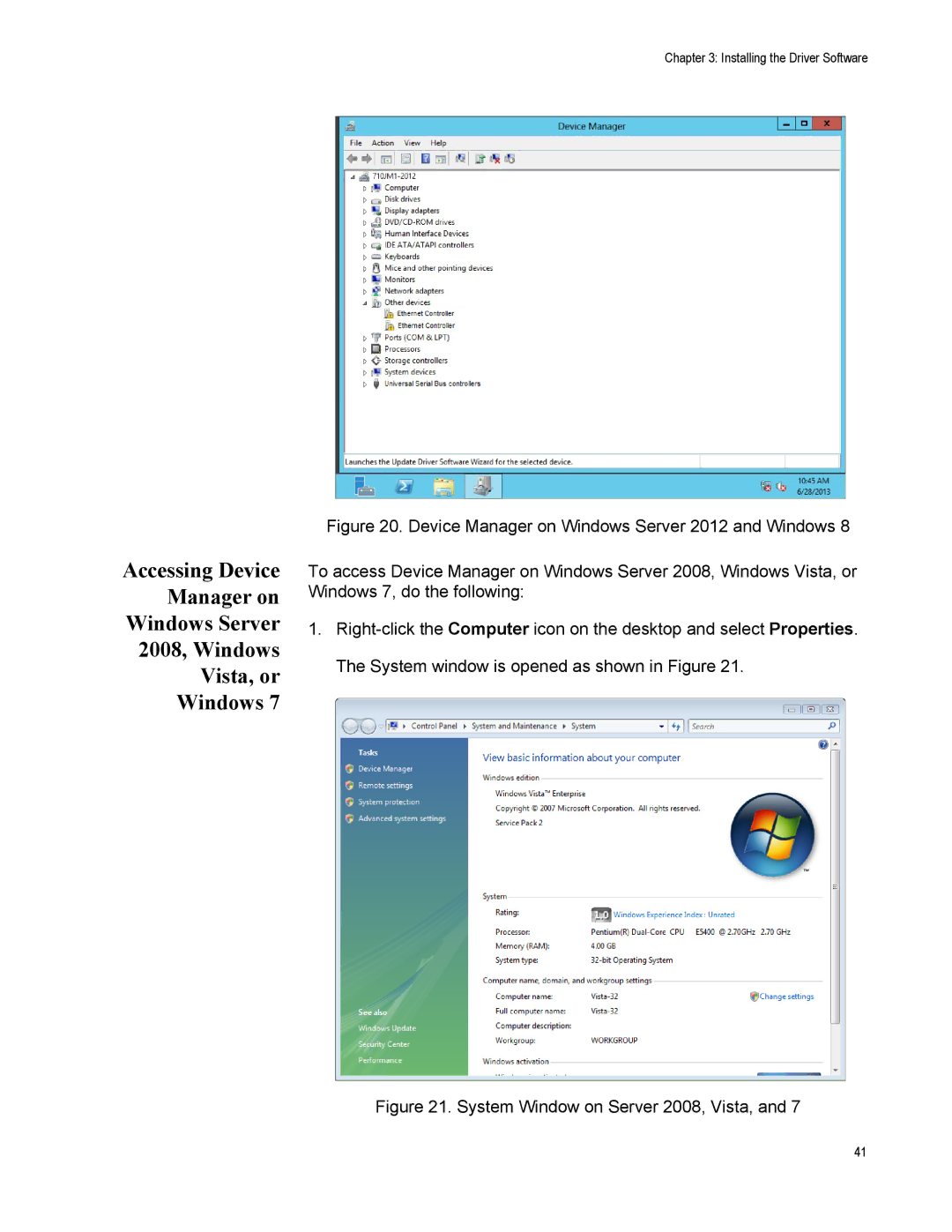 Allied Telesis AT-2911GP/SXSC, AT-2911GP/LXLC, AT-2911GP/SXLC, AT-2911GP/LXSC manual System Window on Server 2008, Vista 