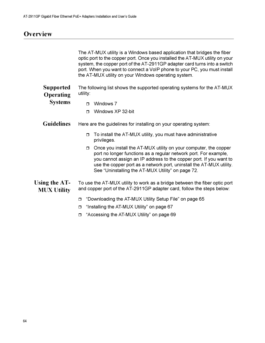 Allied Telesis AT-2911GP/LXLC, AT-2911GP/SXSC, AT-2911GP/SXLC, AT-2911GP/LXSC manual Overview 