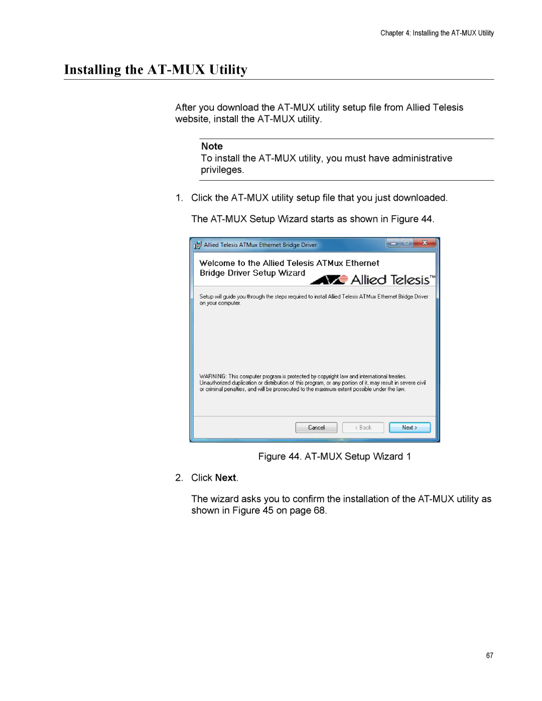 Allied Telesis AT-2911GP/LXSC, AT-2911GP/LXLC, AT-2911GP/SXSC, AT-2911GP/SXLC manual Installing the AT-MUX Utility 