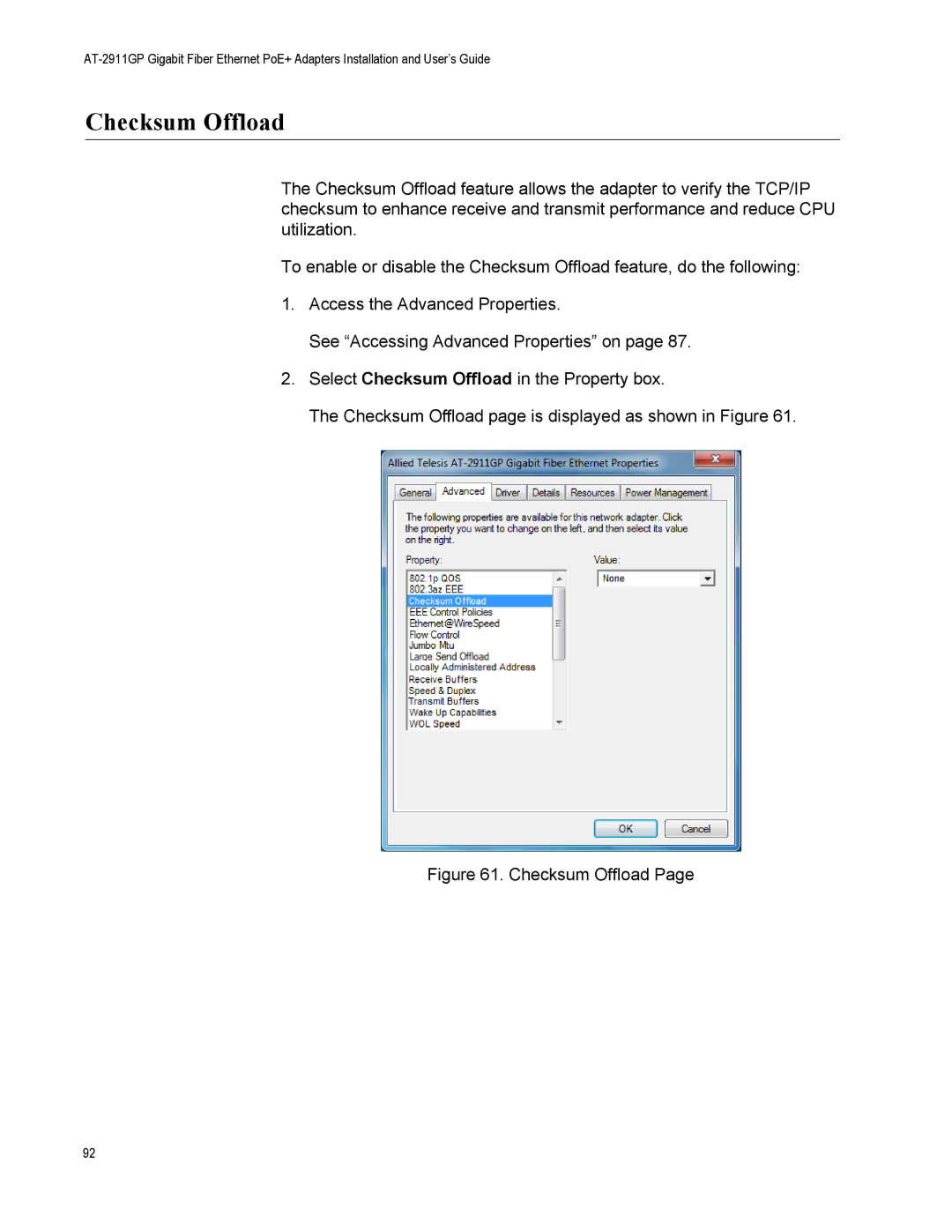 Allied Telesis AT-2911GP/LXLC, AT-2911GP/SXSC, AT-2911GP/SXLC, AT-2911GP/LXSC manual Checksum Offload 