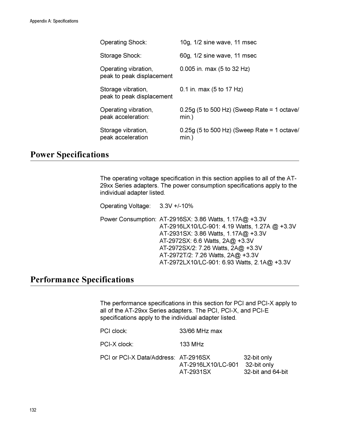 Allied Telesis AT-2972SX, AT-2916LX10/LC-901, AT-2916SX, AT-2931SX manual Power Specifications, Performance Specifications 