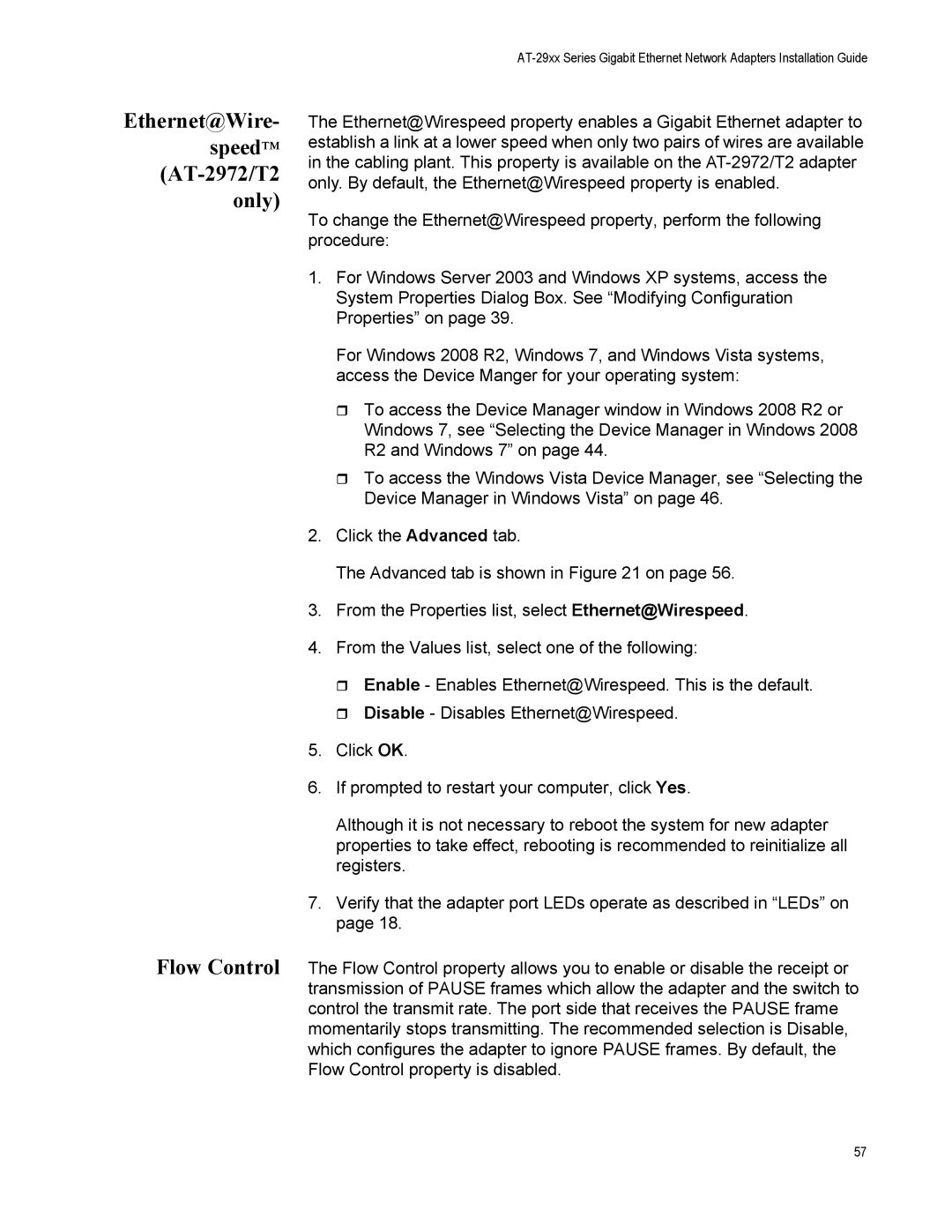 Allied Telesis AT-2916SX, AT-2916LX10/LC-901, AT-2931SX, AT-2972T/2 manual Flow Control, Ethernet@Wire- speed AT-2972/T2 only 