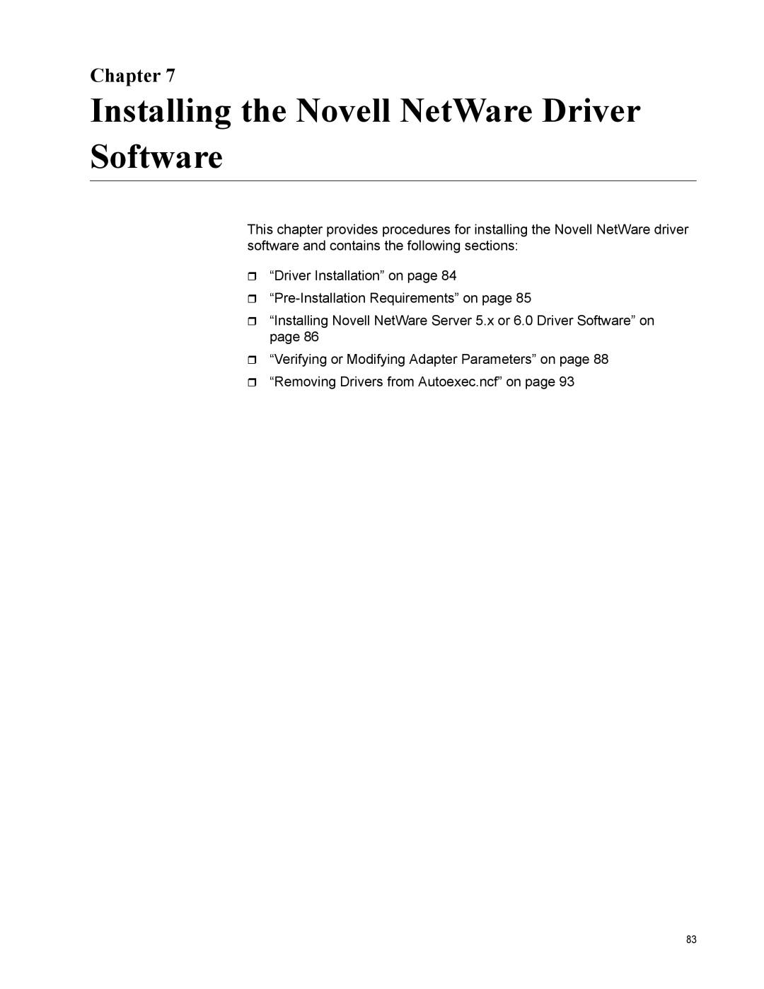 Allied Telesis AT-2972SX, AT-2916LX10/LC-901, AT-2916SX, AT-2931SX Installing the Novell NetWare Driver Software, Chapter 