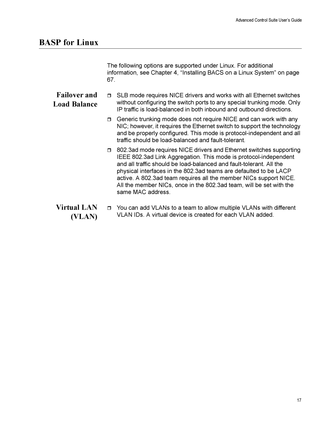 Allied Telesis AT2972SX/2, AT-2916SX, AT-2972SX manual Basp for Linux, Virtual LAN Vlan 