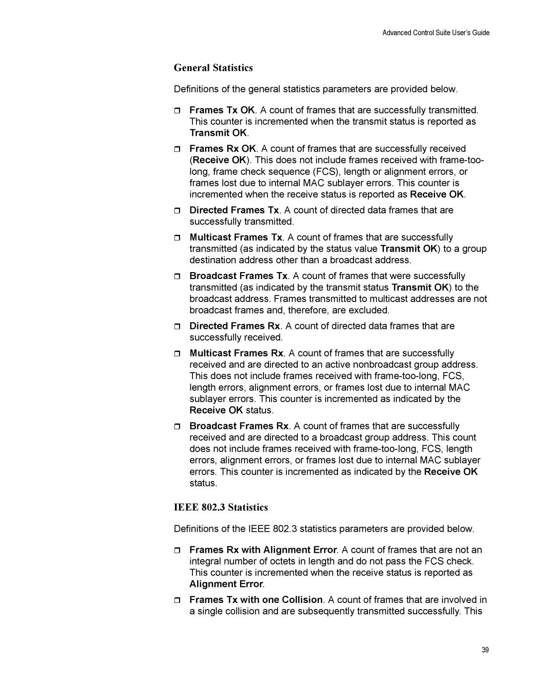 Allied Telesis AT-2916SX, AT-2972SX, AT2972SX/2 manual General Statistics 