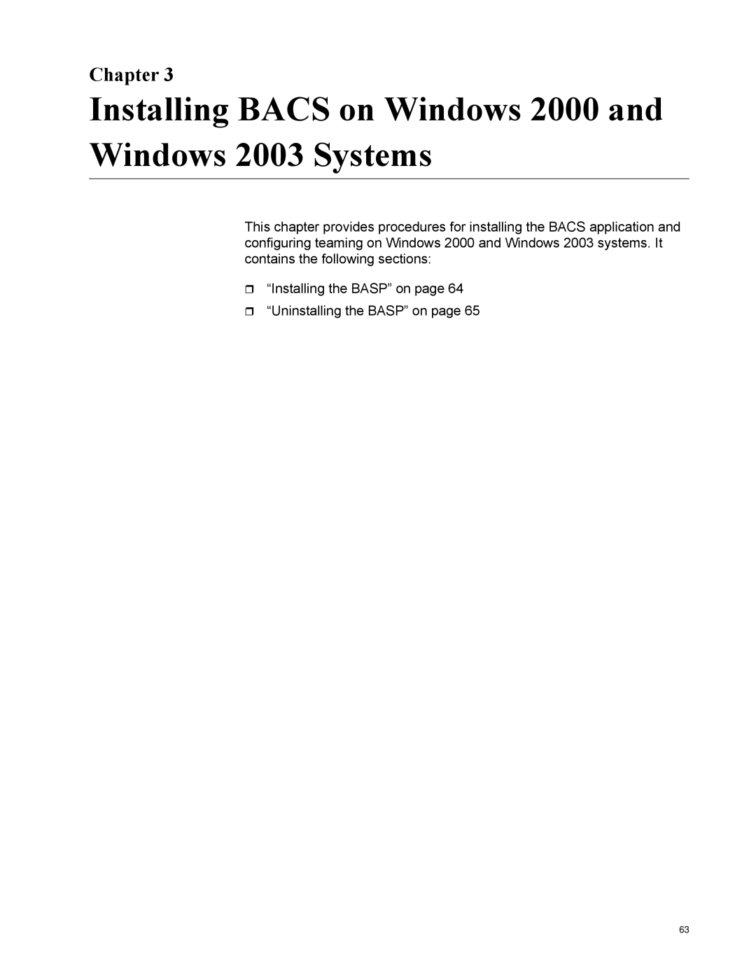 Allied Telesis AT-2916SX, AT-2972SX, AT2972SX/2 manual Installing Bacs on Windows 2000 and Windows 2003 Systems, Chapter 