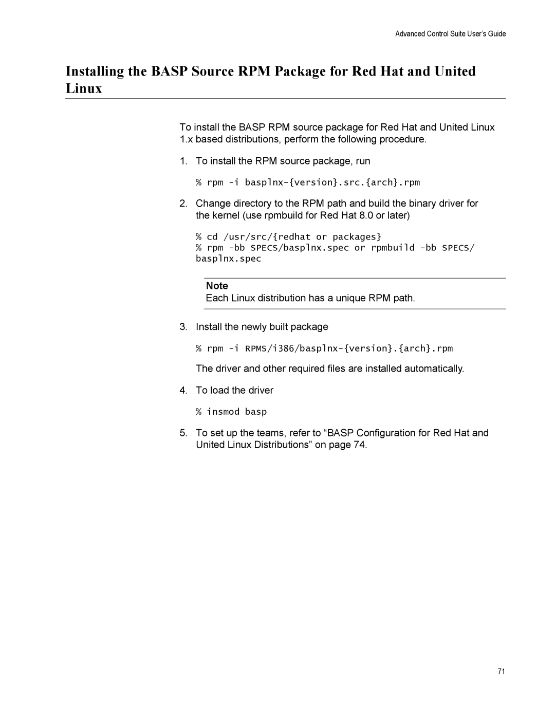 Allied Telesis AT2972SX/2, AT-2916SX, AT-2972SX manual Rpm -i basplnx-version.src.arch.rpm 