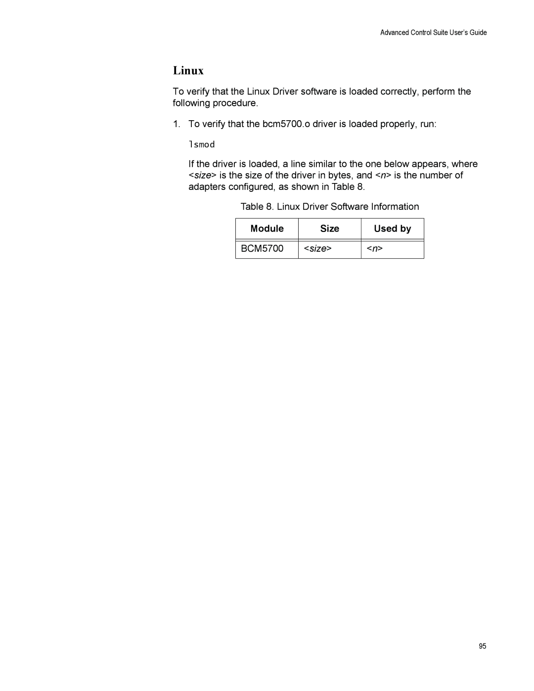 Allied Telesis AT2972SX/2, AT-2916SX, AT-2972SX manual Linux, Module Size Used by 