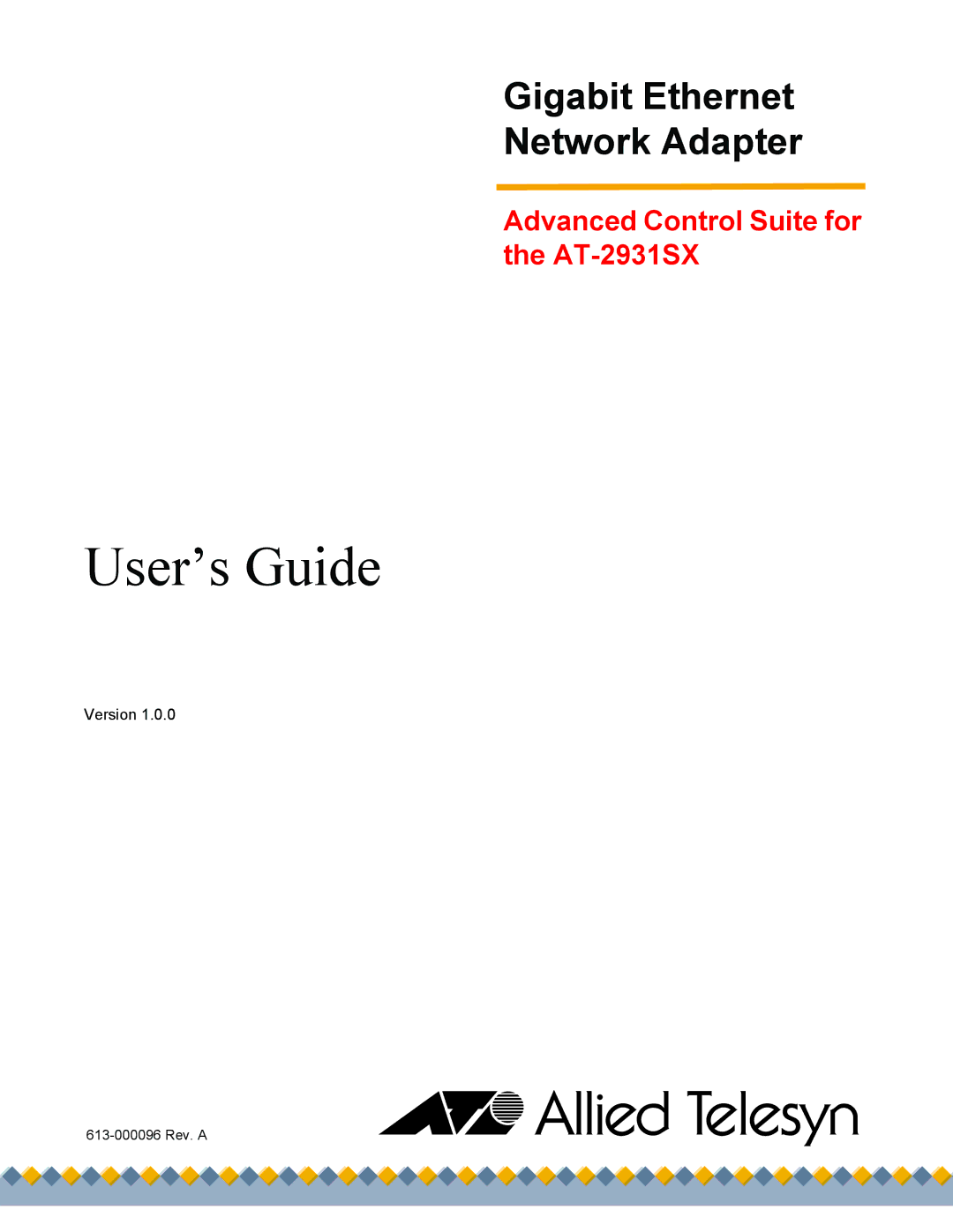 Allied Telesis AT-2931SX manual User’s Guide 