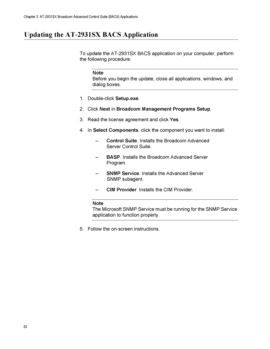 Allied Telesis manual Updating the AT-2931SX Bacs Application 