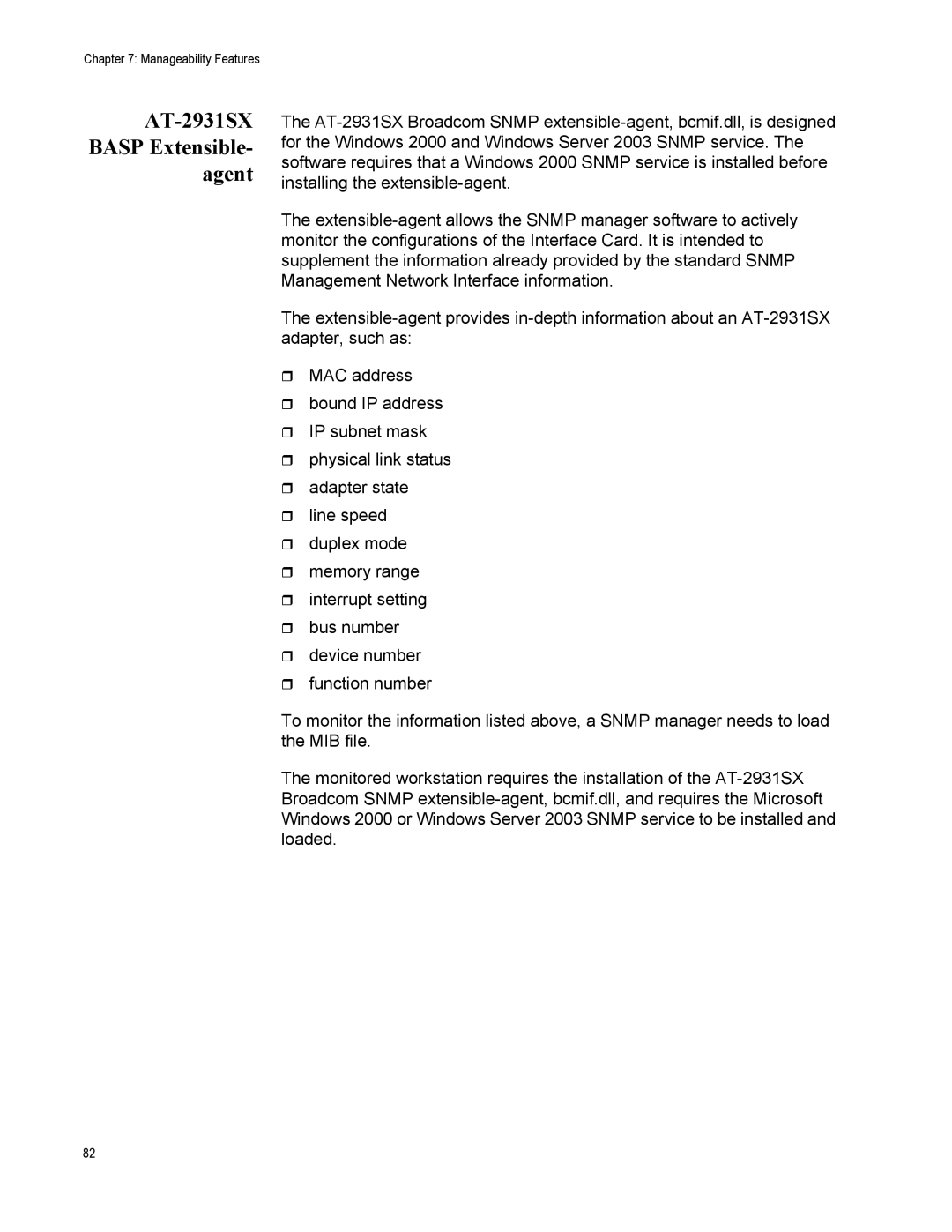 Allied Telesis manual AT-2931SX Basp Extensible- agent 