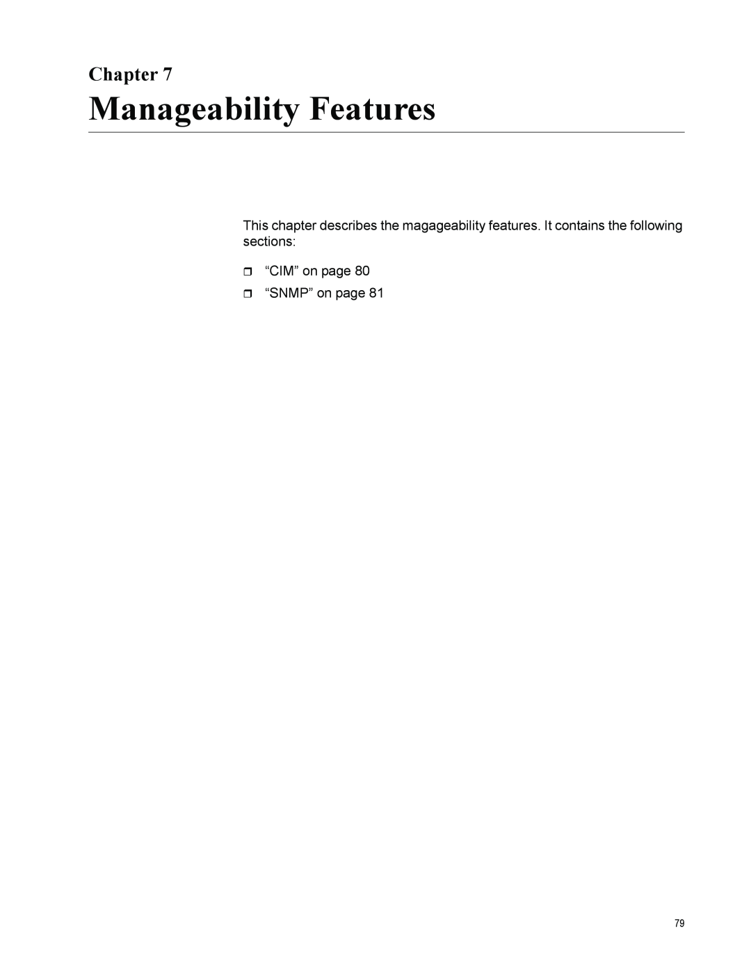 Allied Telesis AT-2931SX manual Manageability Features, Chapter, ˆ “CIM” on page ˆ “SNMP” on page 