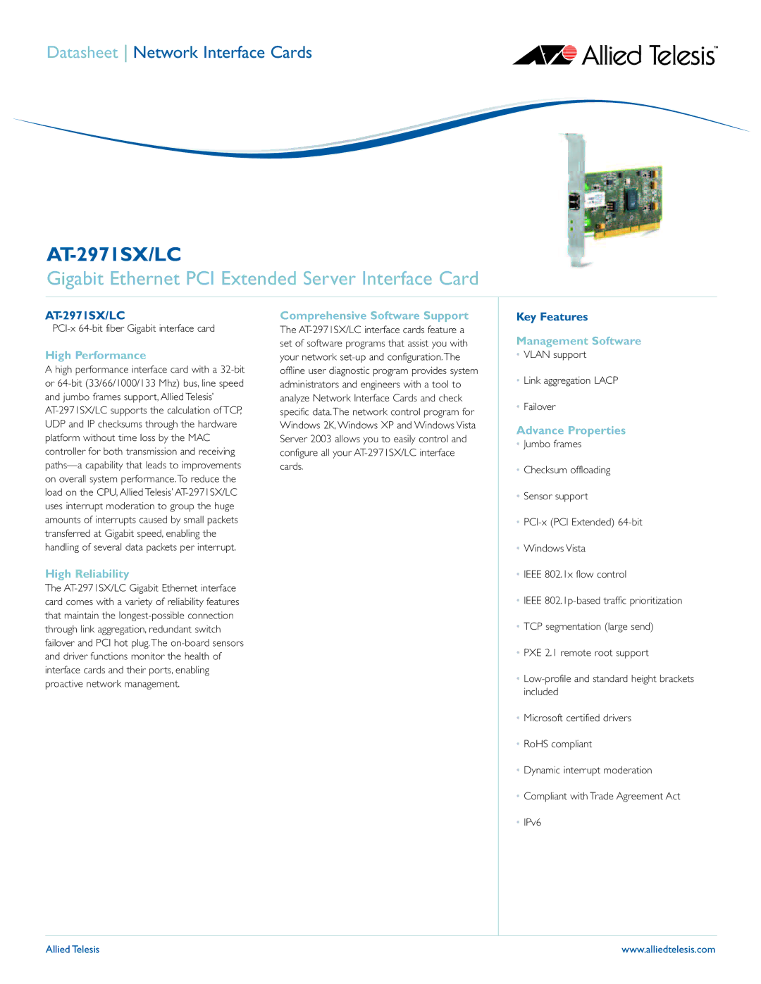 Allied Telesis AT-2971SX/LC manual High Performance, High Reliability, Comprehensive Software Support, Management Software 