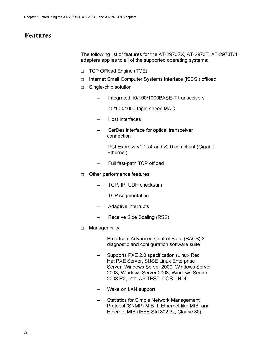 Allied Telesis AT-2973T/4, AT-2973SX manual Features 