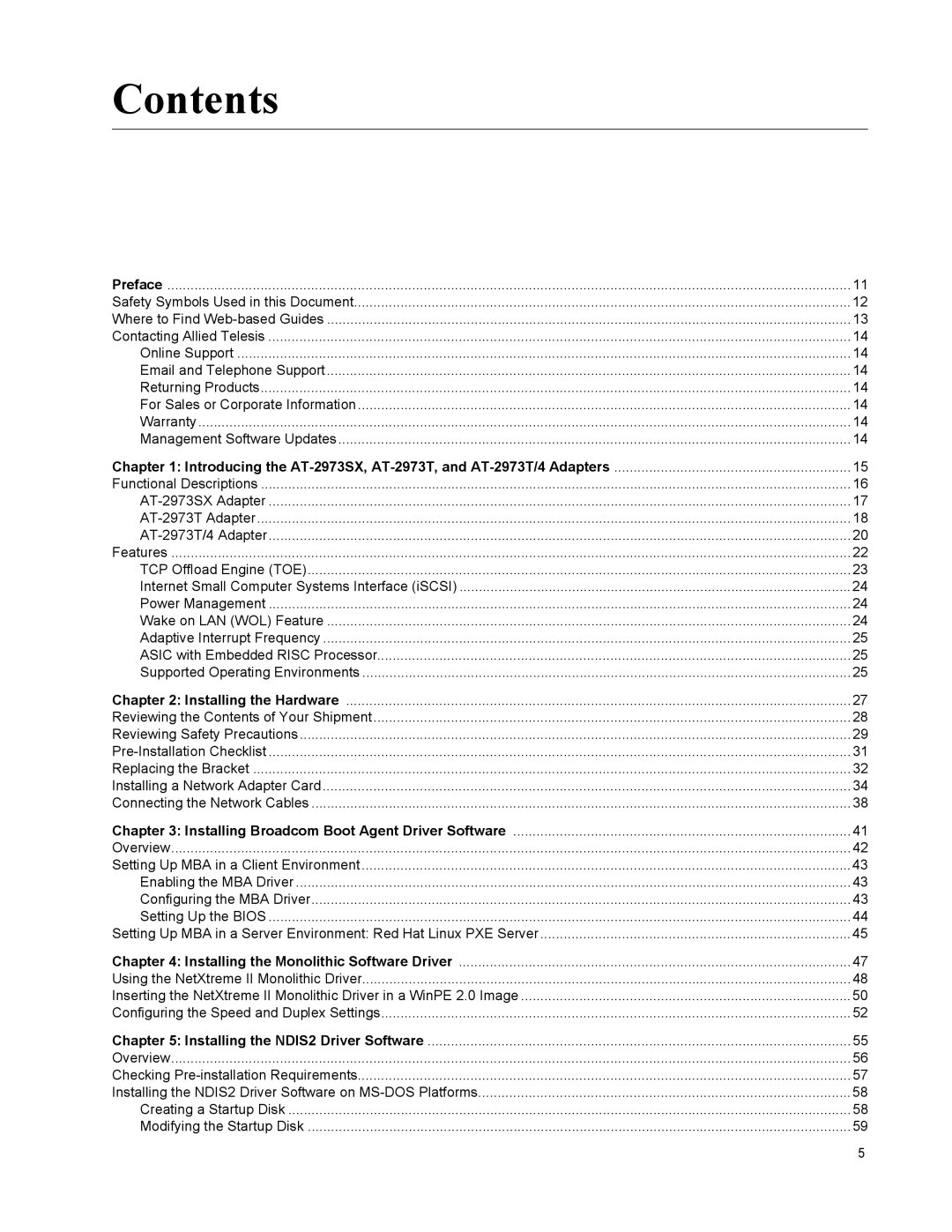 Allied Telesis AT-2973SX, AT-2973T/4 manual Contents 