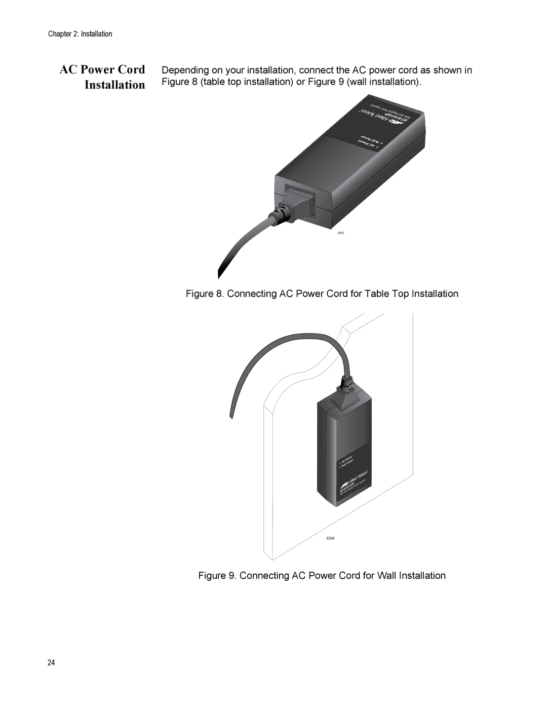 Allied Telesis AT-6101GP manual AC Power Cord Installation 