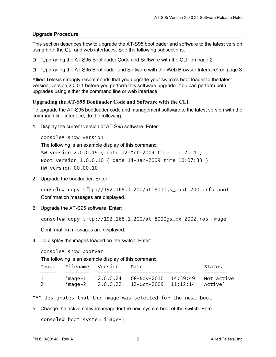 Allied Telesis AT-8000GS/48, AT-8000GS/24POE manual Upgrade Procedure 