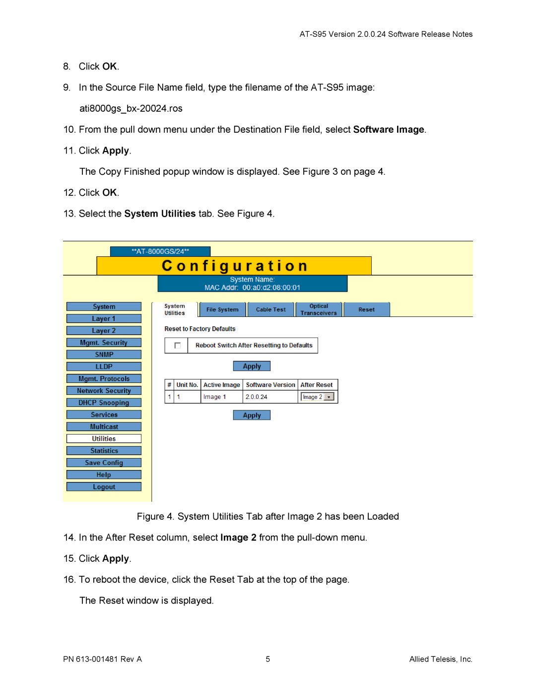 Allied Telesis AT-8000GS/48, AT-8000GS/24POE manual AT-S95 Version 2.0.0.24 Software Release Notes 