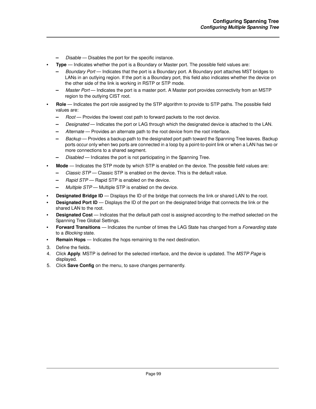 Allied Telesis AT-8000S manual Configuring Spanning Tree 