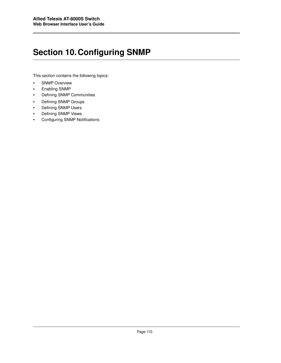 Allied Telesis AT-8000S manual Configuring Snmp 