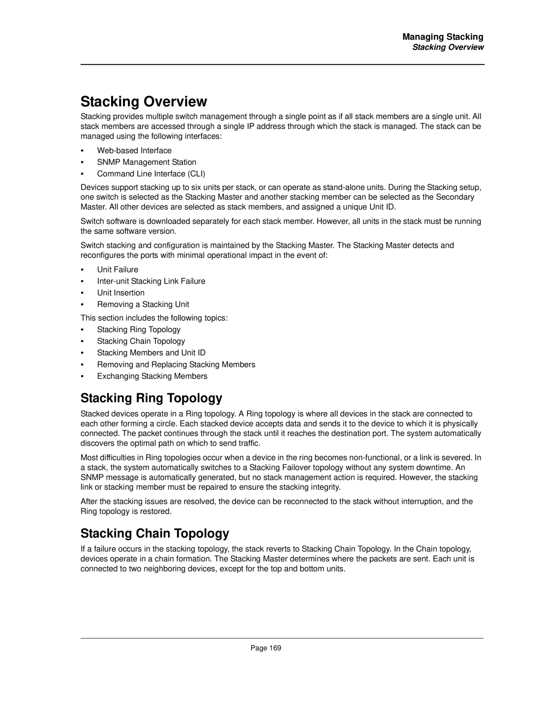 Allied Telesis AT-8000S manual Stacking Overview, Stacking Ring Topology, Stacking Chain Topology 