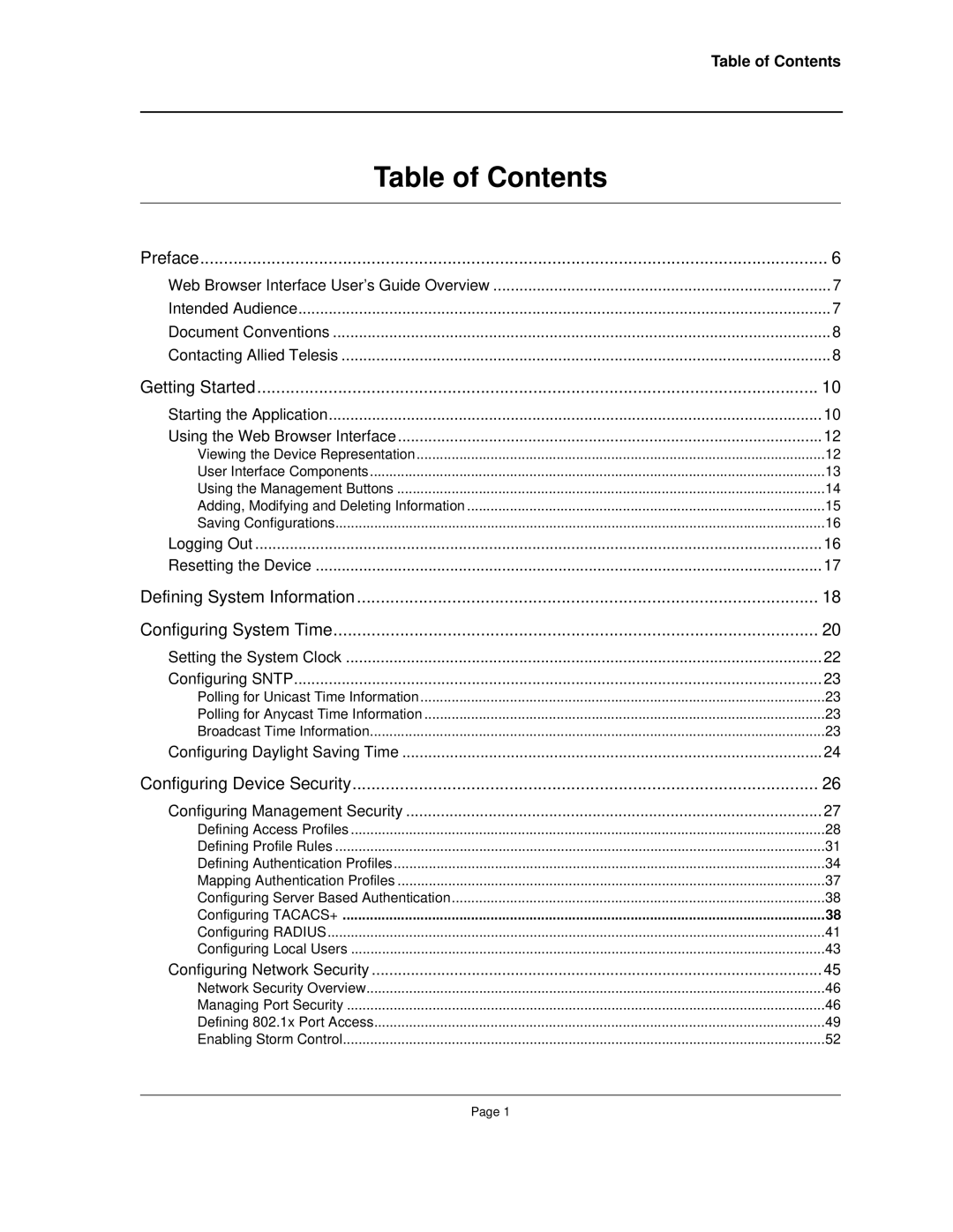 Allied Telesis AT-8000S manual Table of Contents 