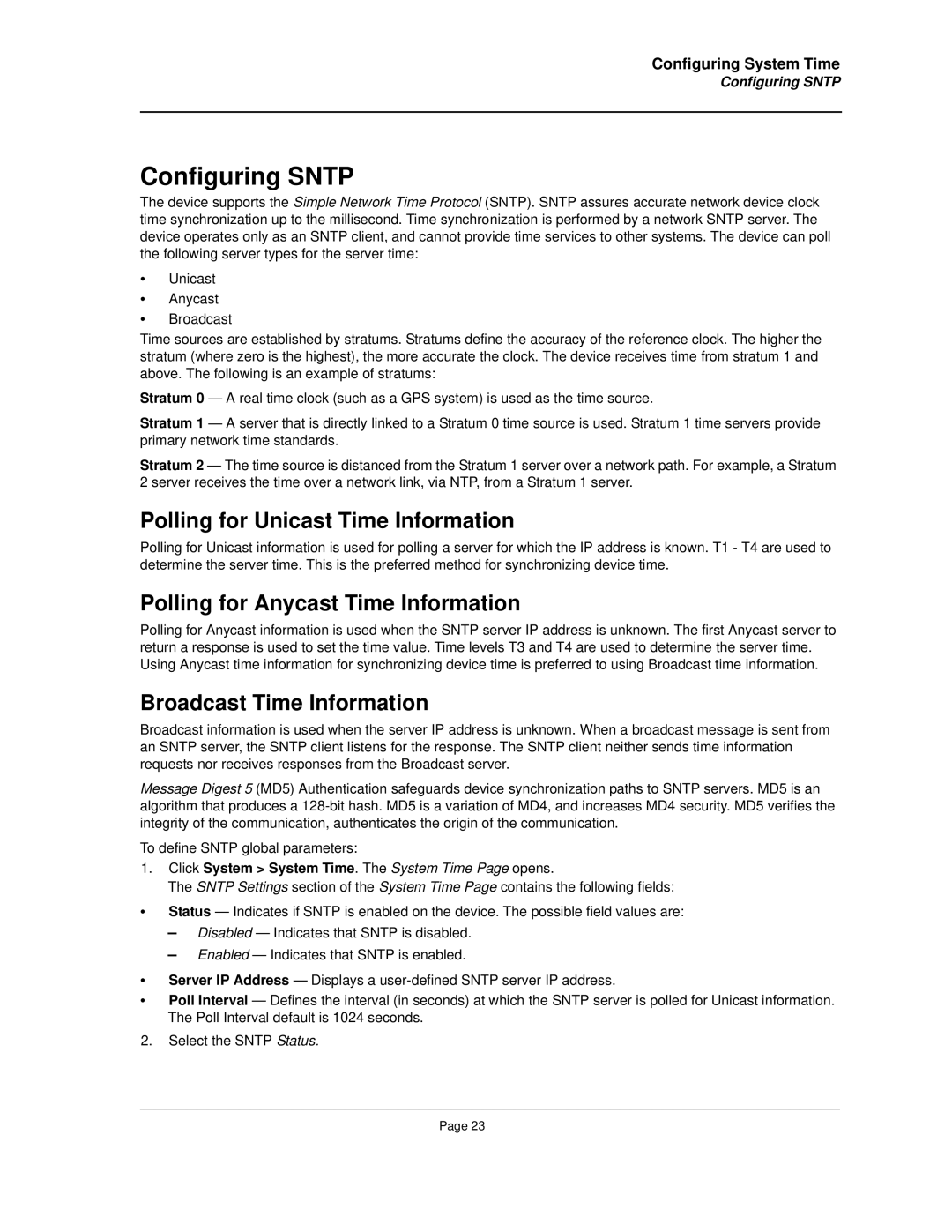 Allied Telesis AT-8000S manual Configuring Sntp, Polling for Unicast Time Information, Polling for Anycast Time Information 