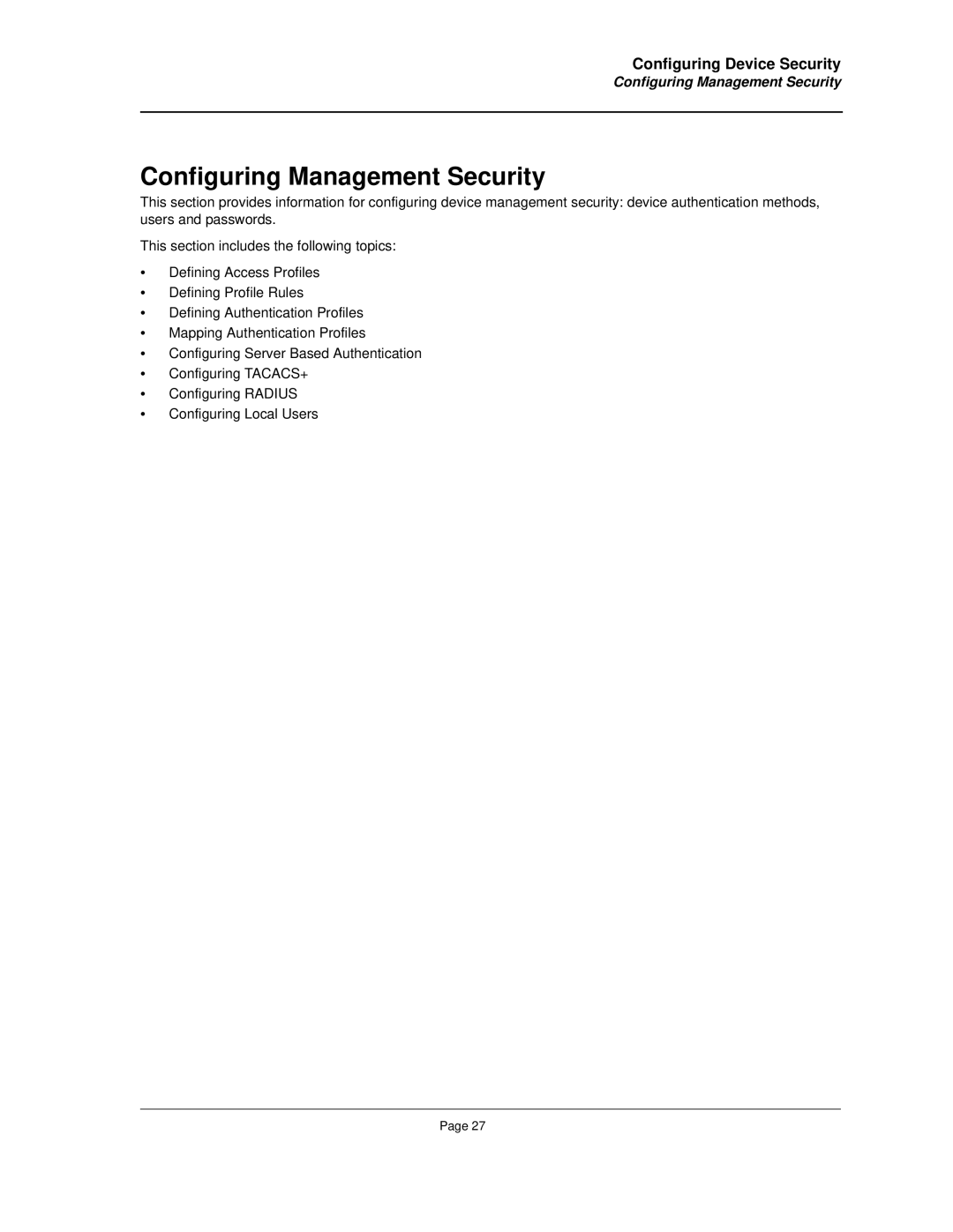 Allied Telesis AT-8000S manual Configuring Management Security 