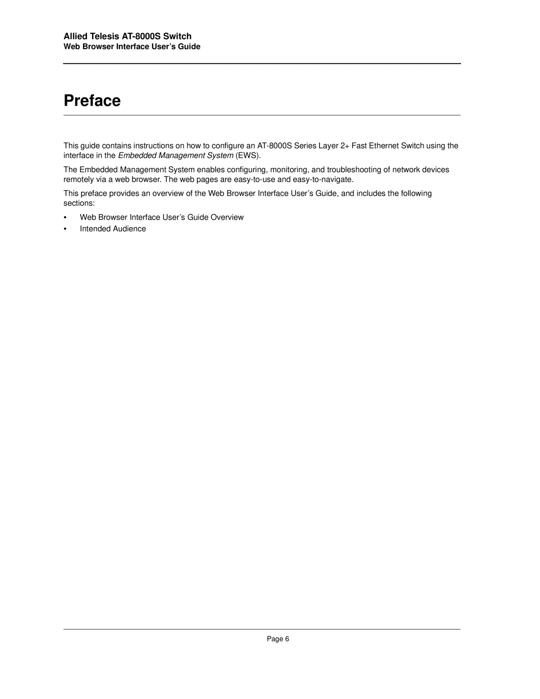 Allied Telesis AT-8000S manual Preface, Web Browser Interface User’s Guide 