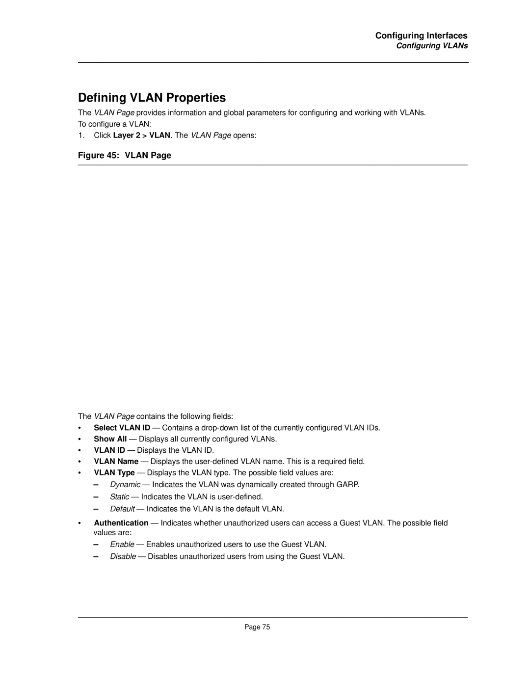 Allied Telesis AT-8000S manual Defining Vlan Properties, Configuring VLANs 