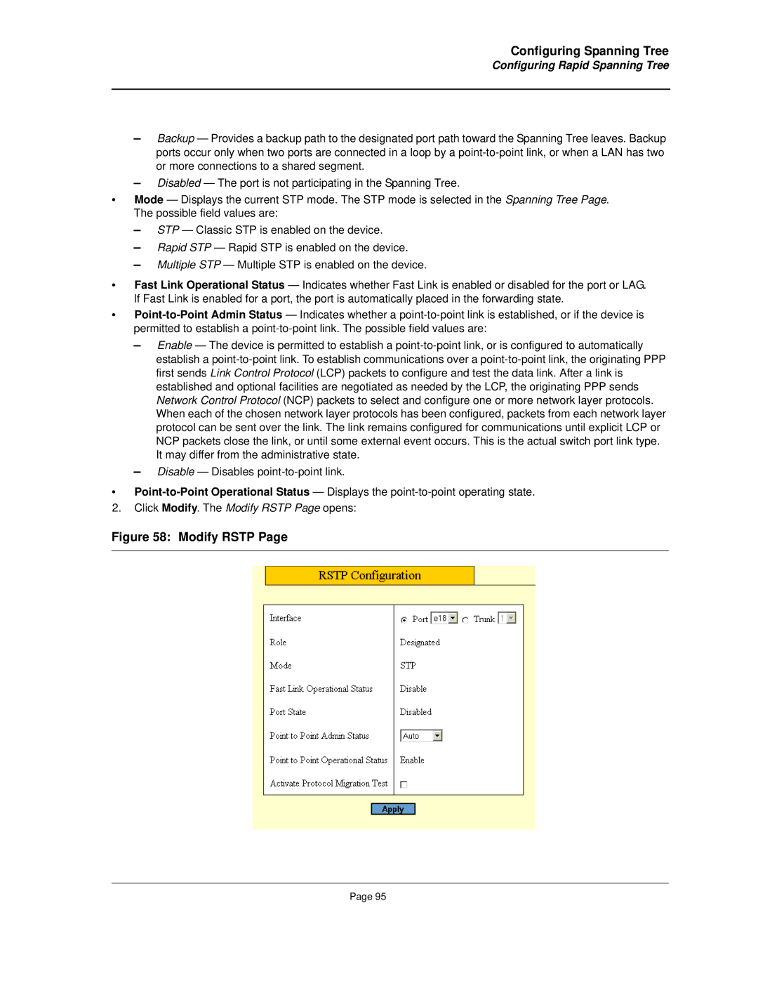 Allied Telesis AT-8000S manual Modify Rstp, Configuring Rapid Spanning Tree 