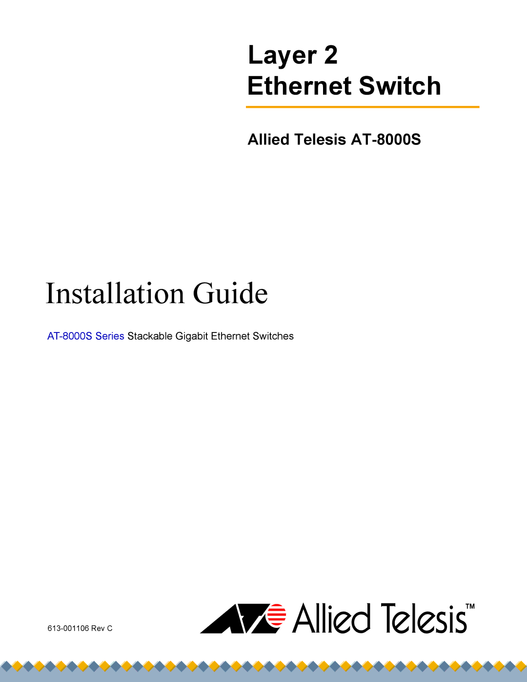 Allied Telesis manual Layer Ethernet Switch, AT-8000S Series 