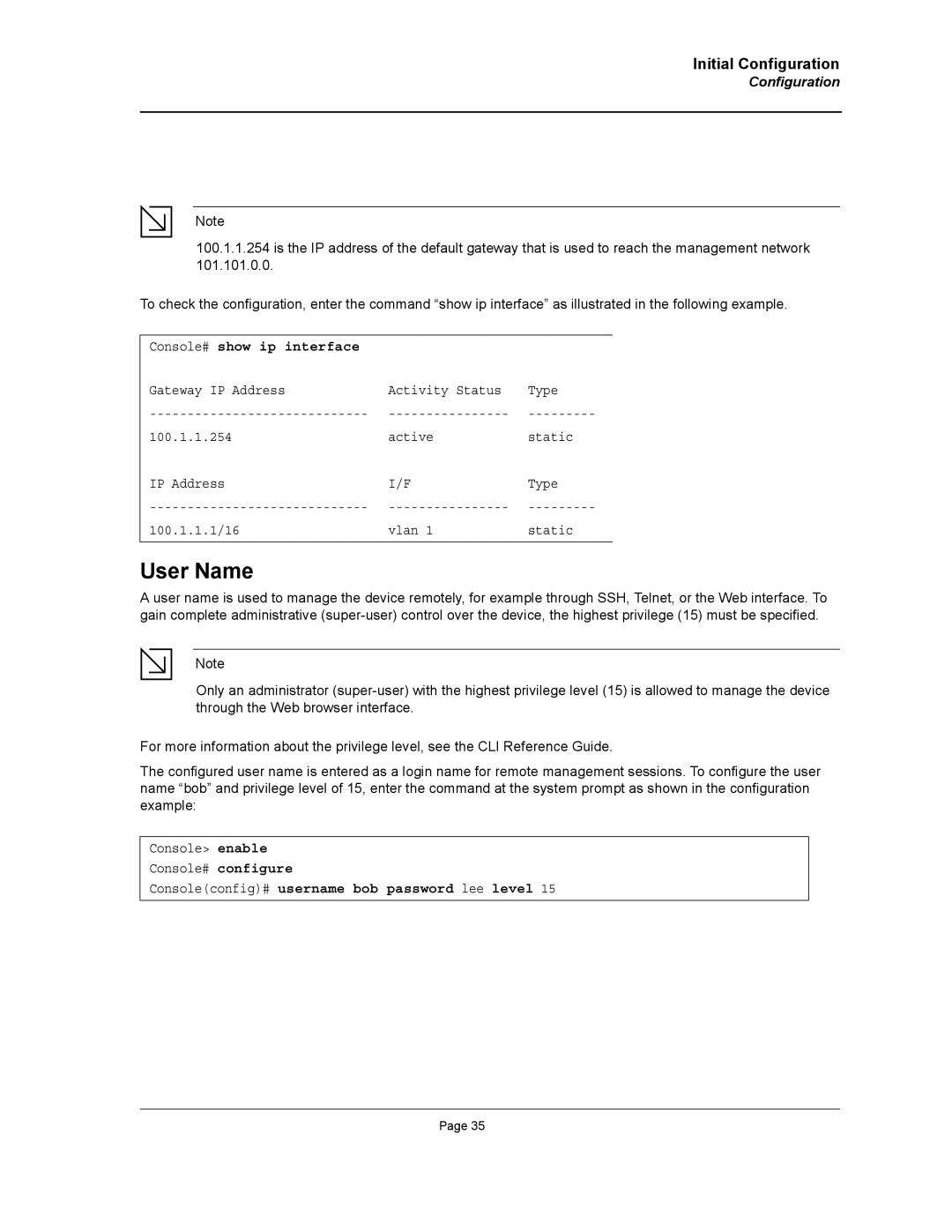 Allied Telesis AT-8000S manual User Name, Initial Configuration 