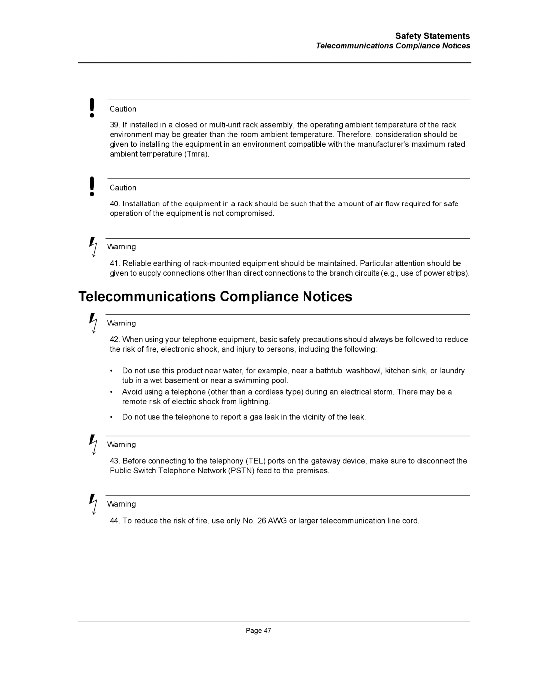 Allied Telesis AT-8000S manual Telecommunications Compliance Notices 