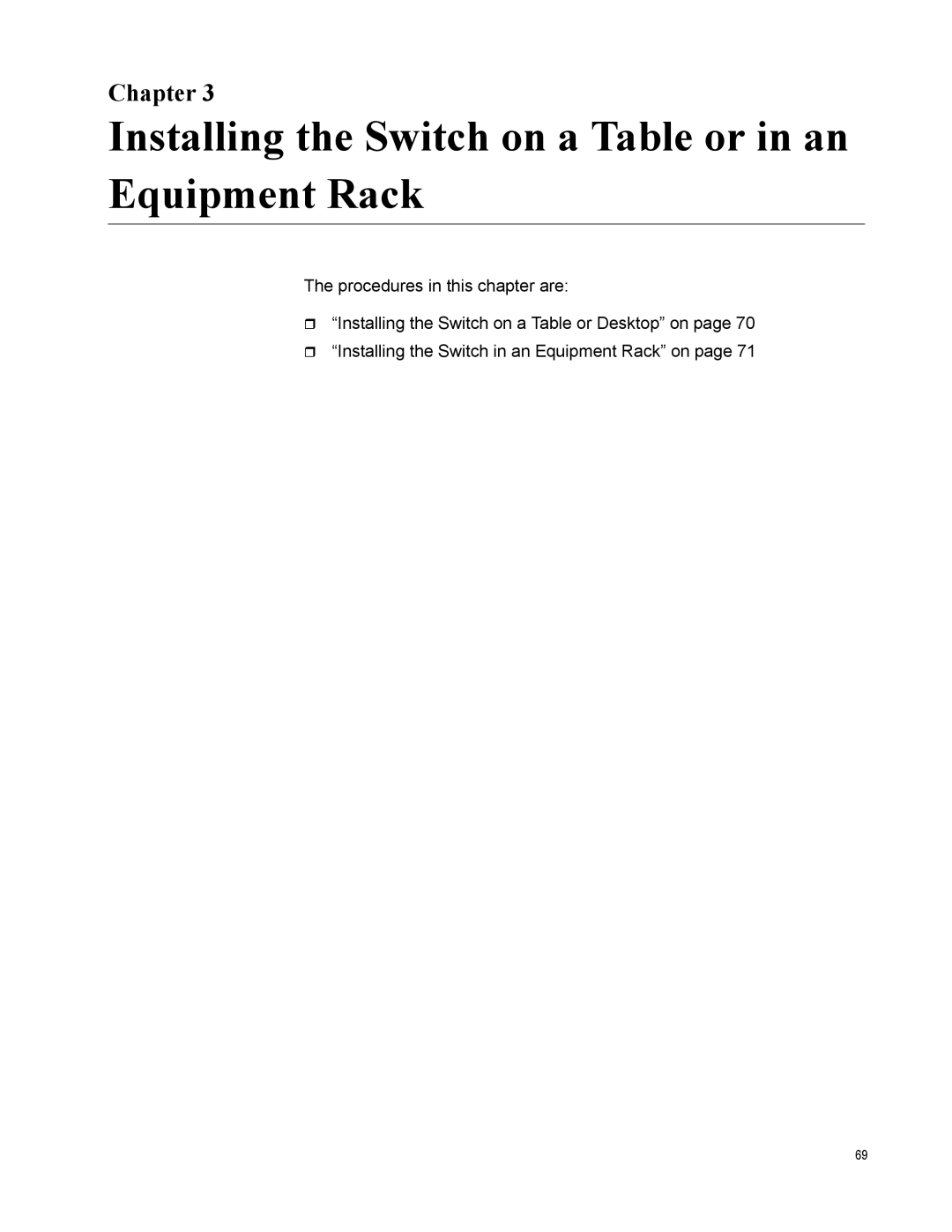 Allied Telesis AT-8100S/48POE, AT-8100L/8POE manual Installing the Switch on a Table or in an Equipment Rack, Chapter 