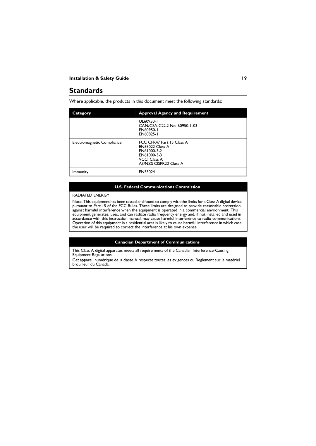 Allied Telesis AT-8624T/2M, AT-8624POE, AT-8648T/2SP manual Standards, Category Approval Agency and Requirement 