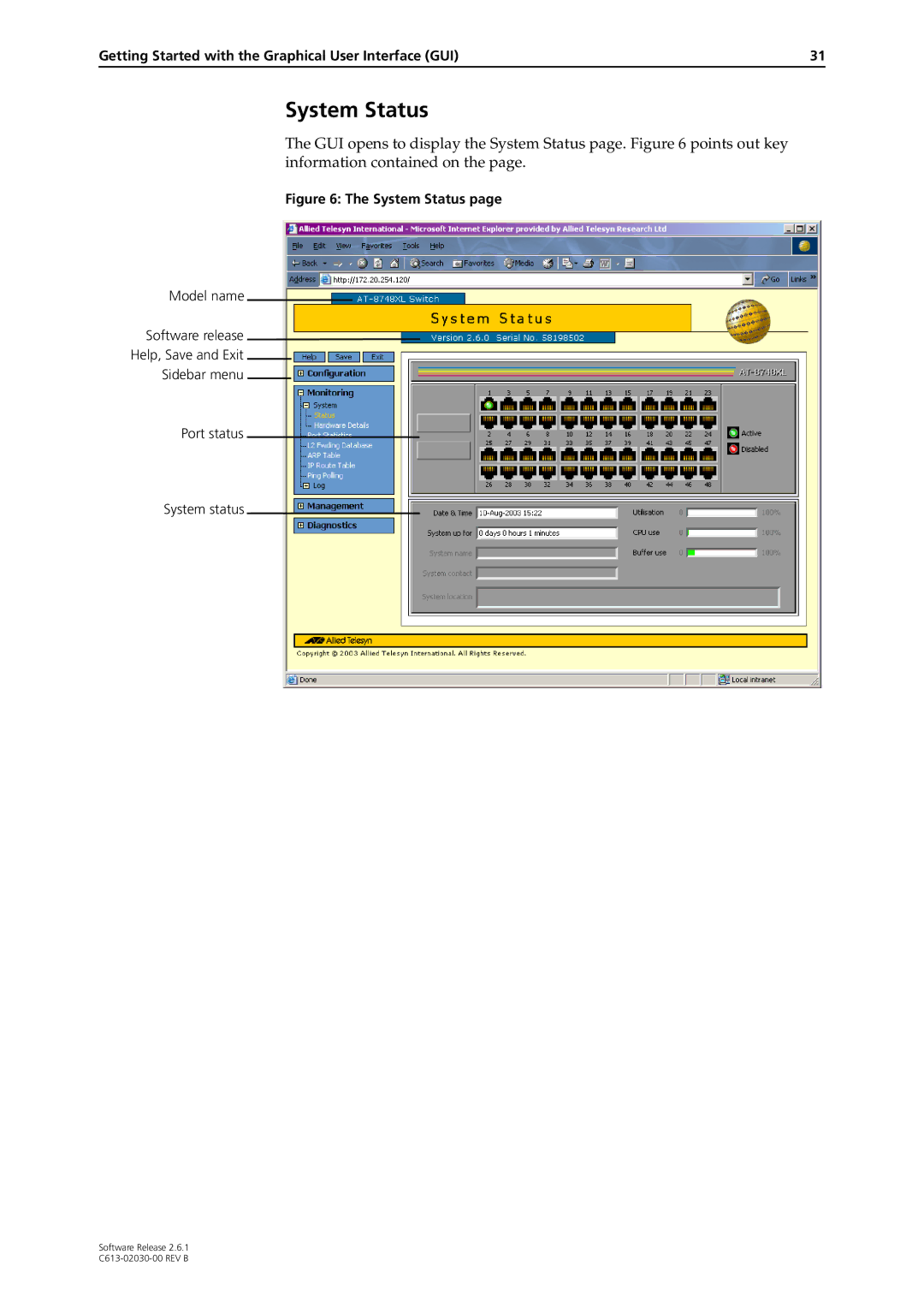 Allied Telesis at-8700xl series switch manual System Status 