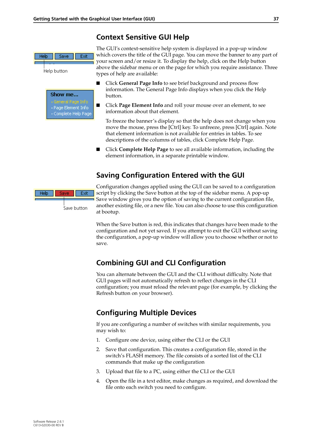 Allied Telesis at-8700xl series switch manual Context Sensitive GUI Help, Saving Configuration Entered with the GUI 