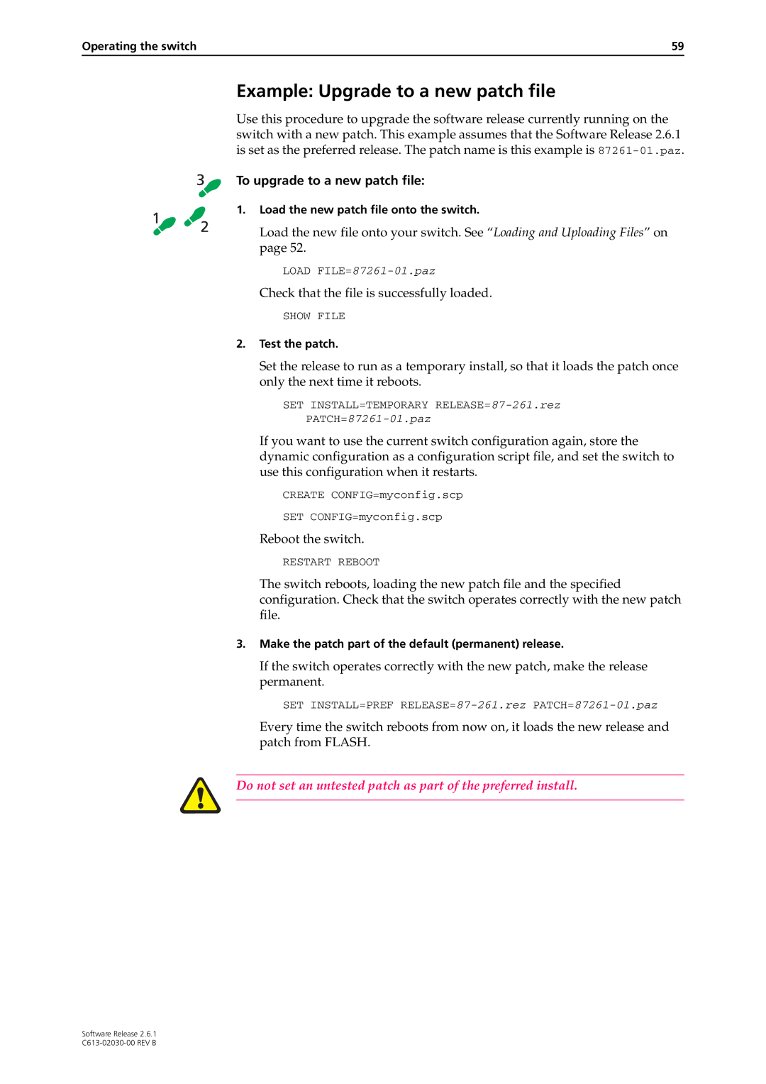 Allied Telesis at-8700xl series switch manual Example Upgrade to a new patch file, To upgrade to a new patch file 