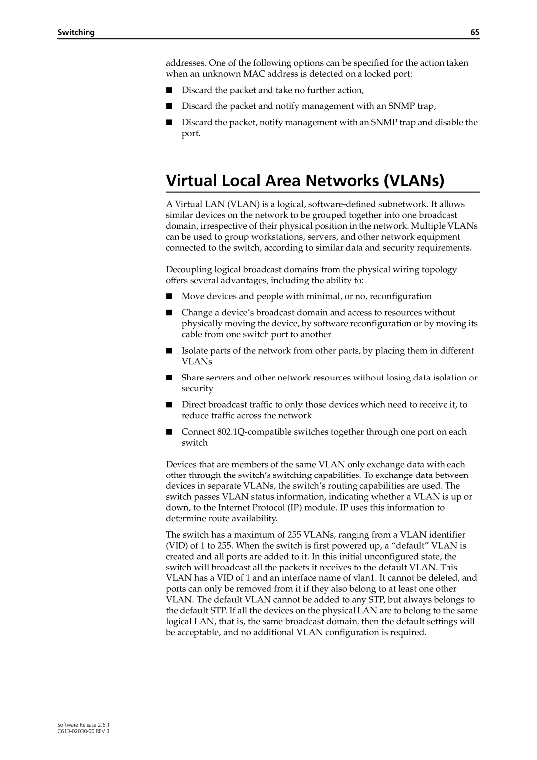 Allied Telesis at-8700xl series switch manual Virtual Local Area Networks VLANs 